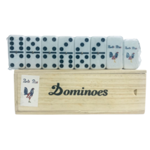 Puerto Rico Full Size Double Six Dominoes: Rooster with Flag Design, Wooden Box - $23.99