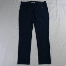 LOFT 4 Navy Blue Gold Button Sailor Modern Skinny Ankle Womens Dress Pants - £19.76 GBP