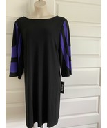 NWT Muse Stretch Jersey Knit A-Line Long Flaired Sleeve Dress  20W Black... - $38.61