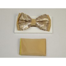 Mens Formal Bow Tie Hankie Insomnia by Manzini Floral MZE168 Champaign S... - £15.73 GBP