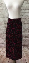 Vintage 1980s Pencil Skirt Stringbean Medium Black Red Geometric Stringknit - $30.40