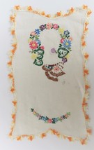 Vintage hand stitched needlepoint doily butterfly &amp; flowers pattern - £7.84 GBP