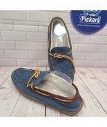L.L. Bean Men’s Wicked Good Blue Suede Sherpa Lined Moccasins Slippers S... - $40.25 CAD