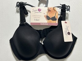 WOMEN&#39;S SECRET TREASURES NURSING MATERNITY T-SHIRT BRA BLACK  SIZE 34D B... - $5.88