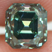 Asscher Cut Diamond Fancy Green Color Loose 0.90 Carat SI1 Enhanced Polished - £707.43 GBP