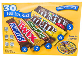 Mars Chocolate Candy Bars Variety Pack Full Size 30 Packs EXP 03/2026 - $44.47