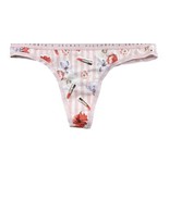 VICTORIA&#39;S SECRET Cotton Thong Panty XS Sexy Coquette Pink Lipstick Stri... - $207.14 MXN