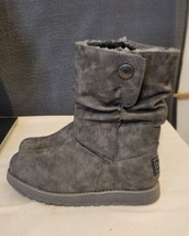 Skechers Keepsake Gray Button Fur Lined Insulated Winter Boots Snow Women Sz 7 - £20.73 GBP