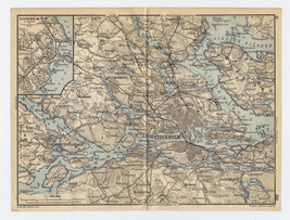 1903 ORIGINAL ANTIQUE MAP OF VICINITY OF STOCKHOLM / SWEDEN - $569.31 MXN