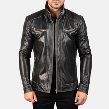 LE Hudson Black Leather Biker Jacket - £109.82 GBP+