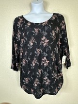 NWT Faded Glory Womens Plus Size 2X Metallic Floral Knit Blouse 3/4 Sleeve - £16.99 GBP