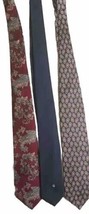 Vintage Set Of 3 Christian Dior Necktie Italy Red Blue Print Paisley Neck Ties - $23.38