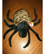 Ty Beanie Buddy Spinner w/ tags mint plush stuffed animal black & orange spider