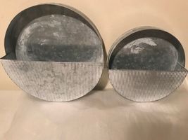 2 round metal Wall Pockets with distressed finish image 3