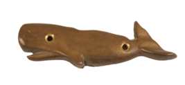 Vintage Brass Whale Plaque for Wall or Door 4 Inches Long - $12.34