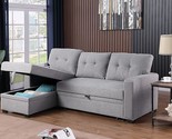 Sleeper Sectional Sofa With Storage Chaise And Pull-Out Bed, Living Room... - $1,119.99