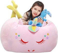 Unicorn Stuffed Animal Toy Storage, Kids Bean Bag Chair Cover Only, Velv... - $720.47 MXN