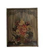 Vintage 30s Metal Framed Floral Print Convex Glass Reverse Painting 4 x 5&quot; - €21,55 EUR