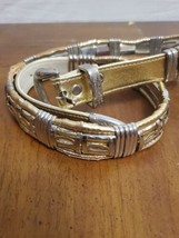 R.O.C. Silver Gold Leather Belt 1990s Vintage M/L Made In Taiwan - €12,05 EUR