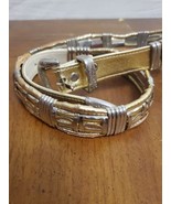 R.O.C. Silver Gold Leather Belt 1990s Vintage M/L Made In Taiwan - €12,05 EUR