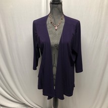 Dressbarn Open Front Cardigan Womens Size 1X Deep Purple Stretch Jacket ... - $18.61