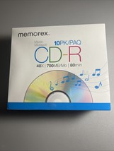 NEW SEALED Memorex Music 10 Pack CD-R 40X 700MB 80Min Recordable Blank M... - $149.77 MXN