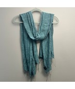 Marquet Teal Scarf 50% Silk Fringe Hem - $321.39 MXN