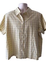 Women Orvis Yellow Plaid Button Up Blouse Camp Shirt 100% Cotton Extra L... - $59.99