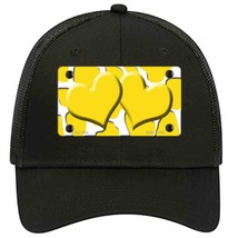 Yellow White Giraffe Yellow Centered Hearts Novelty Black Mesh License Plate Hat - £22.92 GBP