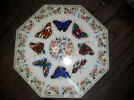 White Marble Beautiful Multi Inlay Wall Tile Butterfly Art Collectible H... - £775.80 GBP