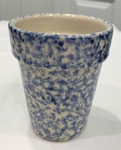 Gerald E Henn Workshops Roseville BLUE Sponge Ware Flower Pot / Herb Planter - £15.49 GBP