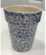 Gerald E Henn Workshops Roseville BLUE Sponge Ware Flower Pot / Herb Pla... - £15.46 GBP