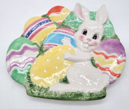 Fitz and Floyd Gathering Eggs Bunny Rabbit Plate 9&quot; Easter Spring Wall M... - $227.13 MXN