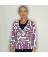 BCBG Violet Wrap Stretch Blouse Top Vintage Y2K Pretty Wrap Top - €52,89 EUR