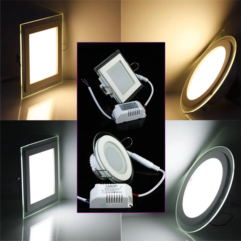 Free Shipping 18W Round/Square Gl LED Downlight Recessed LED Panel Light Spot Ce - £131.79 GBP