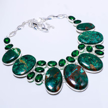 Sanora Chrysocolla Chrome Diopside Gemstone Fashion Necklace Jewelry 18&quot; SA 5511 - £13.56 GBP