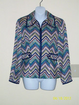 Safe Silk Jacket Adrianna Papell  Sz 6 Multi-Color Zig Zag - Zippered - ExUC! - £15.69 GBP