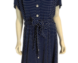 NWT Maeve Blue w Wh Polka Dot Scoop Neck Sh Sleeve A Line Knit Dress Siz... - $85.49