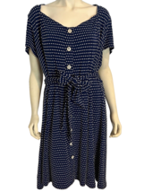 NWT Maeve Blue w Wh Polka Dot Scoop Neck Sh Sleeve A Line Knit Dress Siz... - $85.49