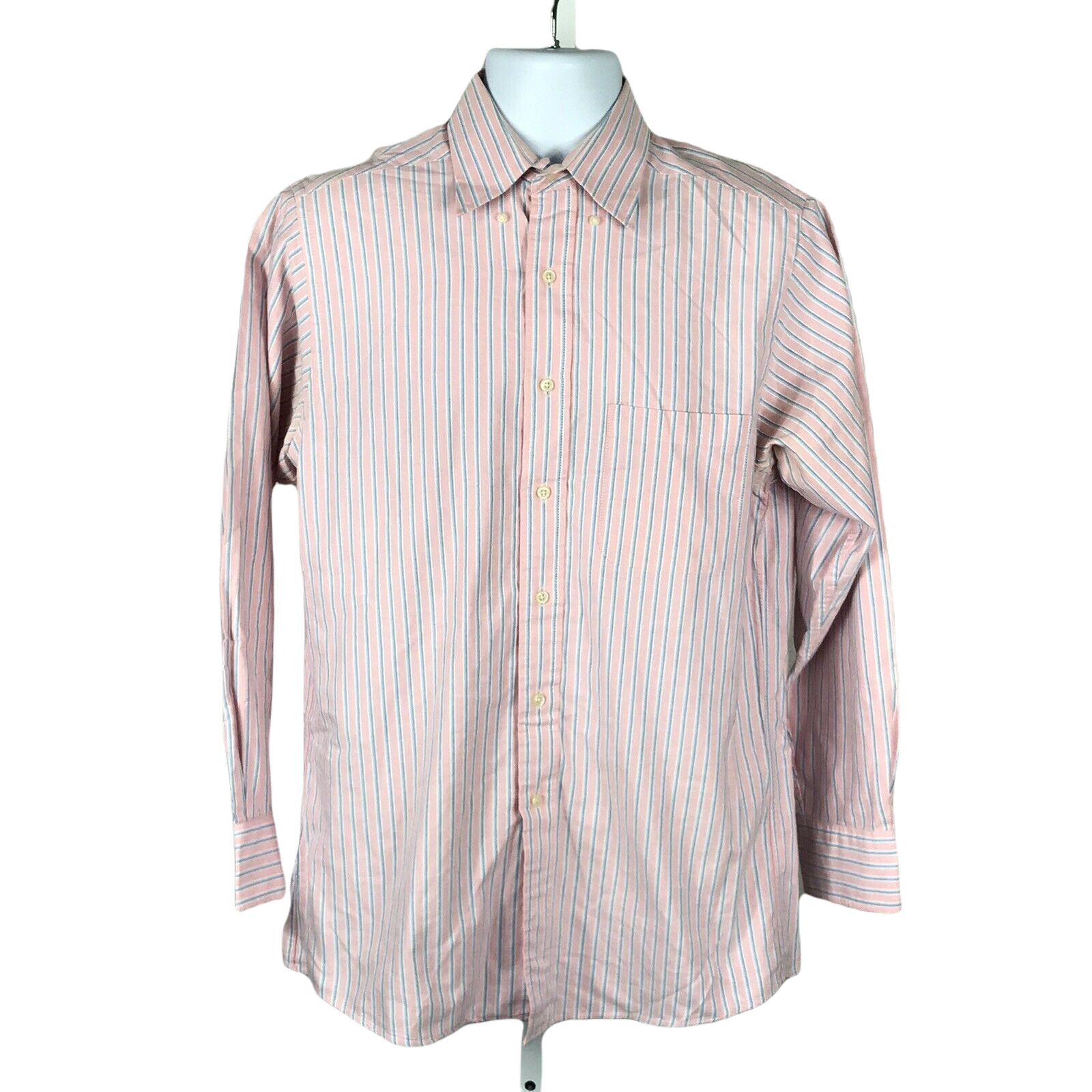 Primary image for IZOD Men's Button Up Dress Shirt ~ Sz 15 32/33 M ~ Pink & White ~ Long Sleeve