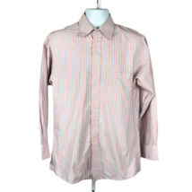 IZOD Men&#39;s Button Up Dress Shirt ~ Sz 15 32/33 M ~ Pink &amp; White ~ Long S... - $22.49