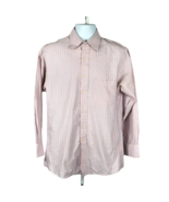 IZOD Men&#39;s Button Up Dress Shirt ~ Sz 15 32/33 M ~ Pink &amp; White ~ Long S... - £17.64 GBP