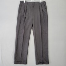 Haggar Black Label Men Pants Size 38 Black Preppy Pleats Straight Cuffed... - £12.03 GBP
