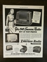 Vintage 1948 Emerson Radio Full Page Original AD A1 - $6.64