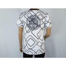 Mens PLATINI Sports Shirt With Rhine Stones Medallion Chain STT7794 White Black image 5