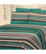 Duvet Cover Set 6 pc Set Green and Gray Stripes - $102.51 CAD