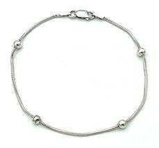 Sterling Silver 925 ITALY Ball Station Snake Chain Bracelet 7.75&quot; - £20.35 GBP