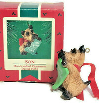 Christmas Hallmark Ornament Handcrafted SON Terrier Dog Design 1985 - £15.71 GBP