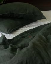 Olive Green Duvet Cover Linen Duvet Cover Green Linen Bedding Set with B... - £27.25 GBP+