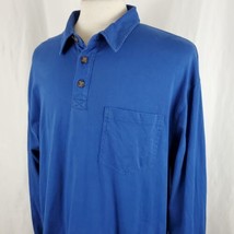 Duluth Trading Co. Pocket Polo Shirt Men&#39;s XL Longtail Blue Cotton Long Sleeve - £15.22 GBP